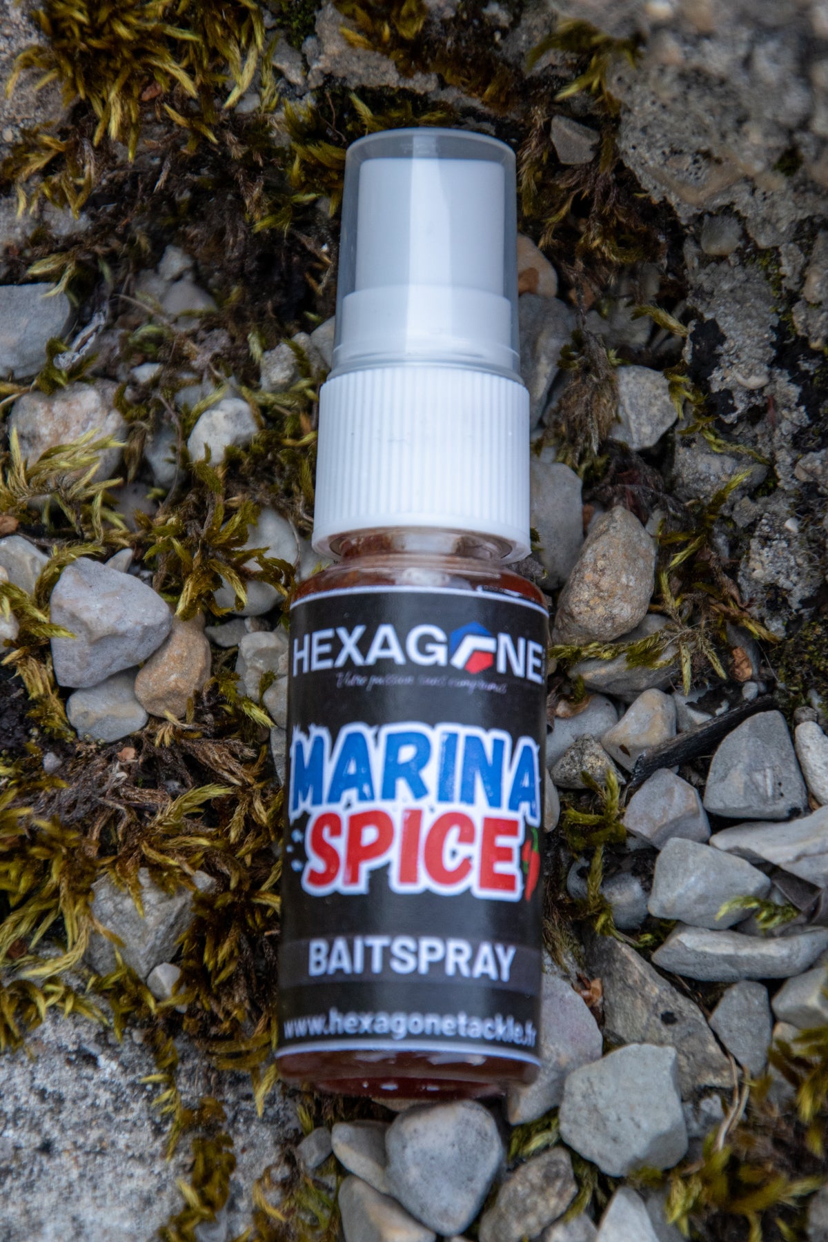 Flacon de spray d’appât HEXAGONE «Marina Spice» avec bouchon blanc