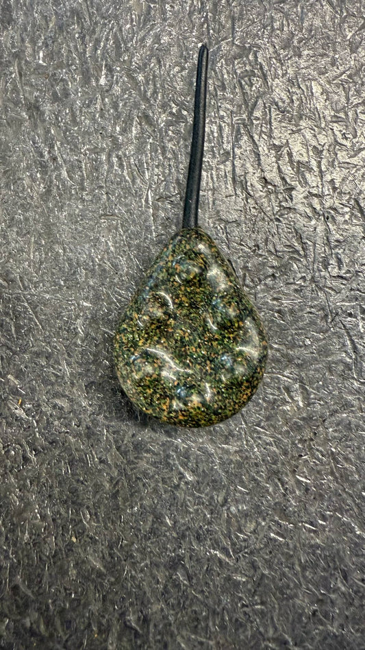 Poids plomb inline en forme goutte, vert camo, avec tige noire