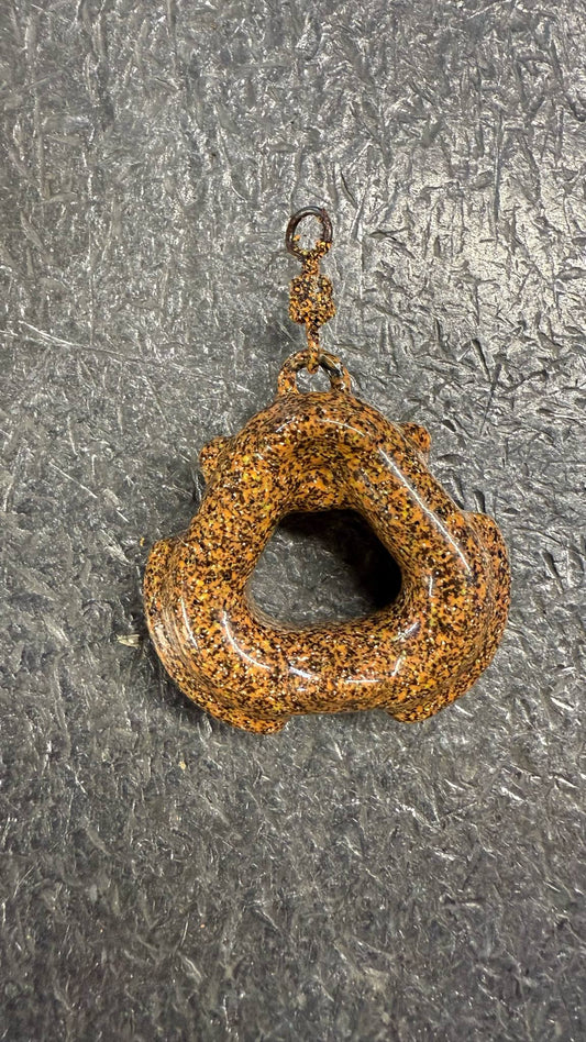 Plomb de pêche granuleux orange en forme de goutte, œillet central