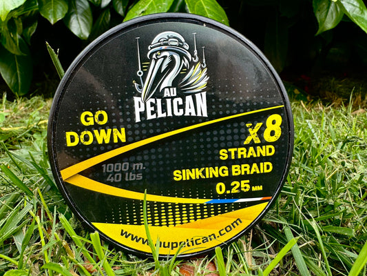 Bobine de tresse coulante GO DOWN Pelican, étiquette jaune 0,25 mm, 8 brins
