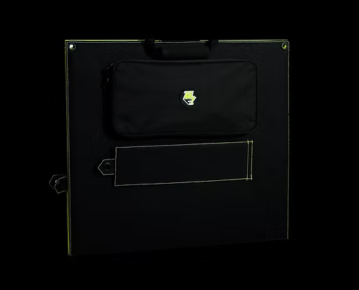 Panneau solaire pliable avec boîtier de connexion et housse de protection noire