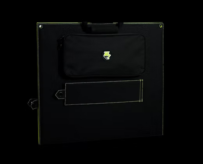 Panneau solaire pliable avec boîtier de connexion et housse de protection noire